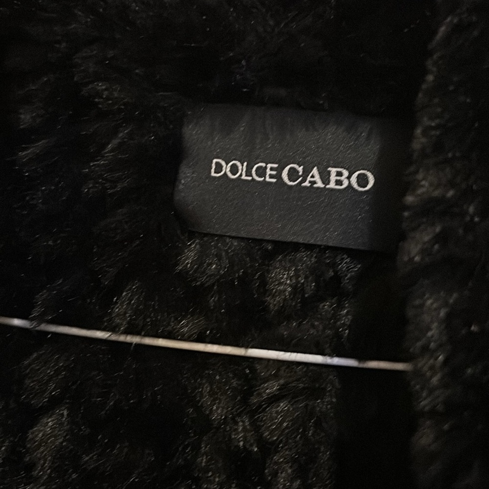 Dolce Cabo black vest, faux fur size medium pockets  so soft, comfortable cozy